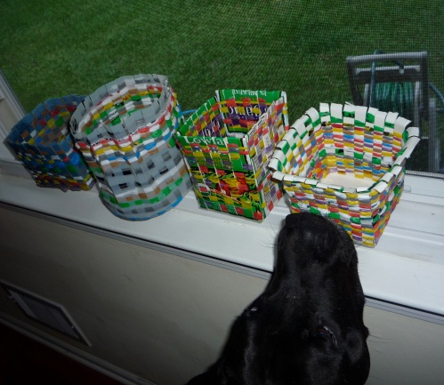recycle plastic bags and milk cartons into baskets