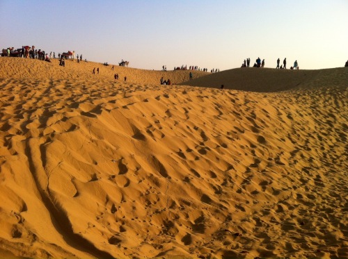 Not much solitude. People and camels as far as the eye can see