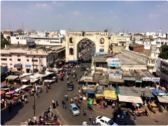 The bazaars and local neighborhoods from a birds view at Charminar